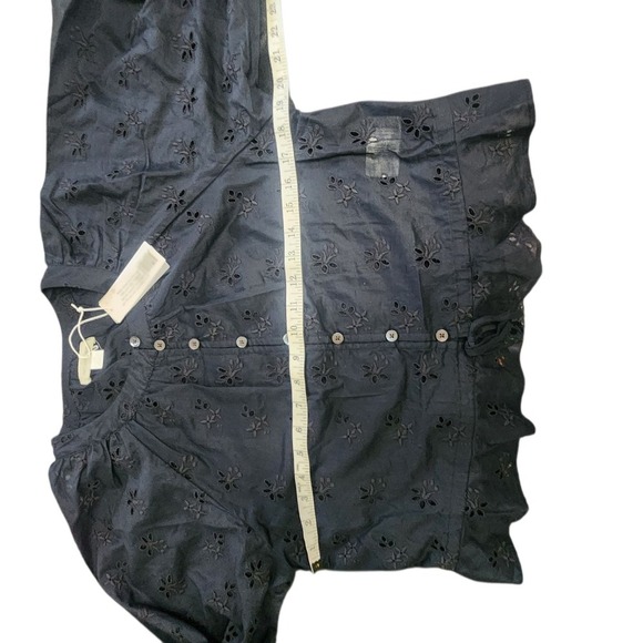 Outerknown Womens Button Down Long Sleeve Eyelet Top black - Size SP - Picture 4 of 5